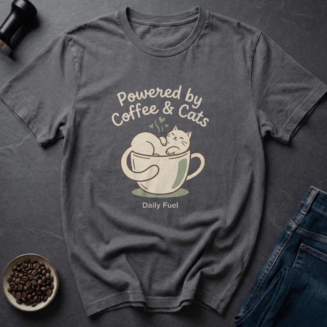 Coffee graphic Purr Fuel T-Shirt in Charcoal / S by Caffeine Dept