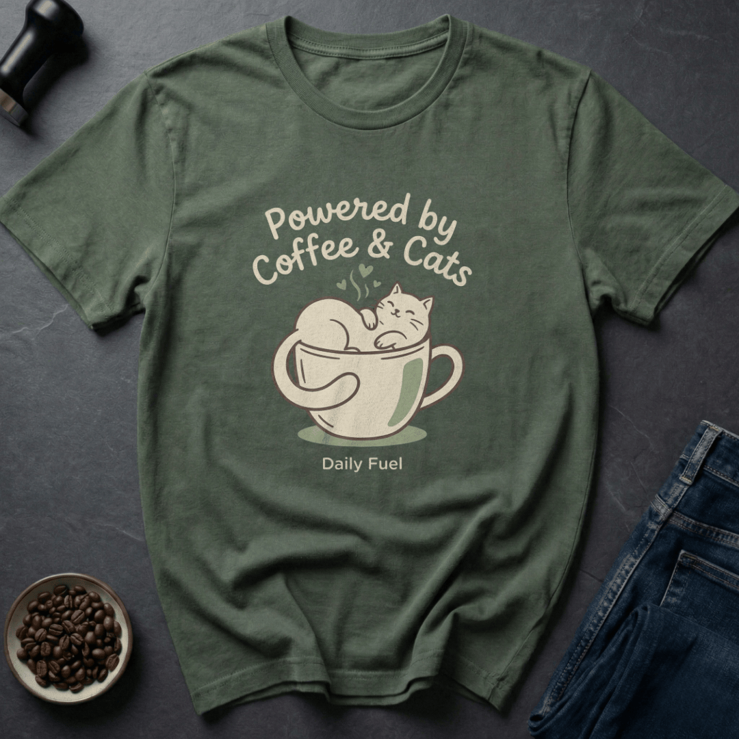 Coffee graphic Purr Fuel T-Shirt in Charcoal / S by Caffeine Dept