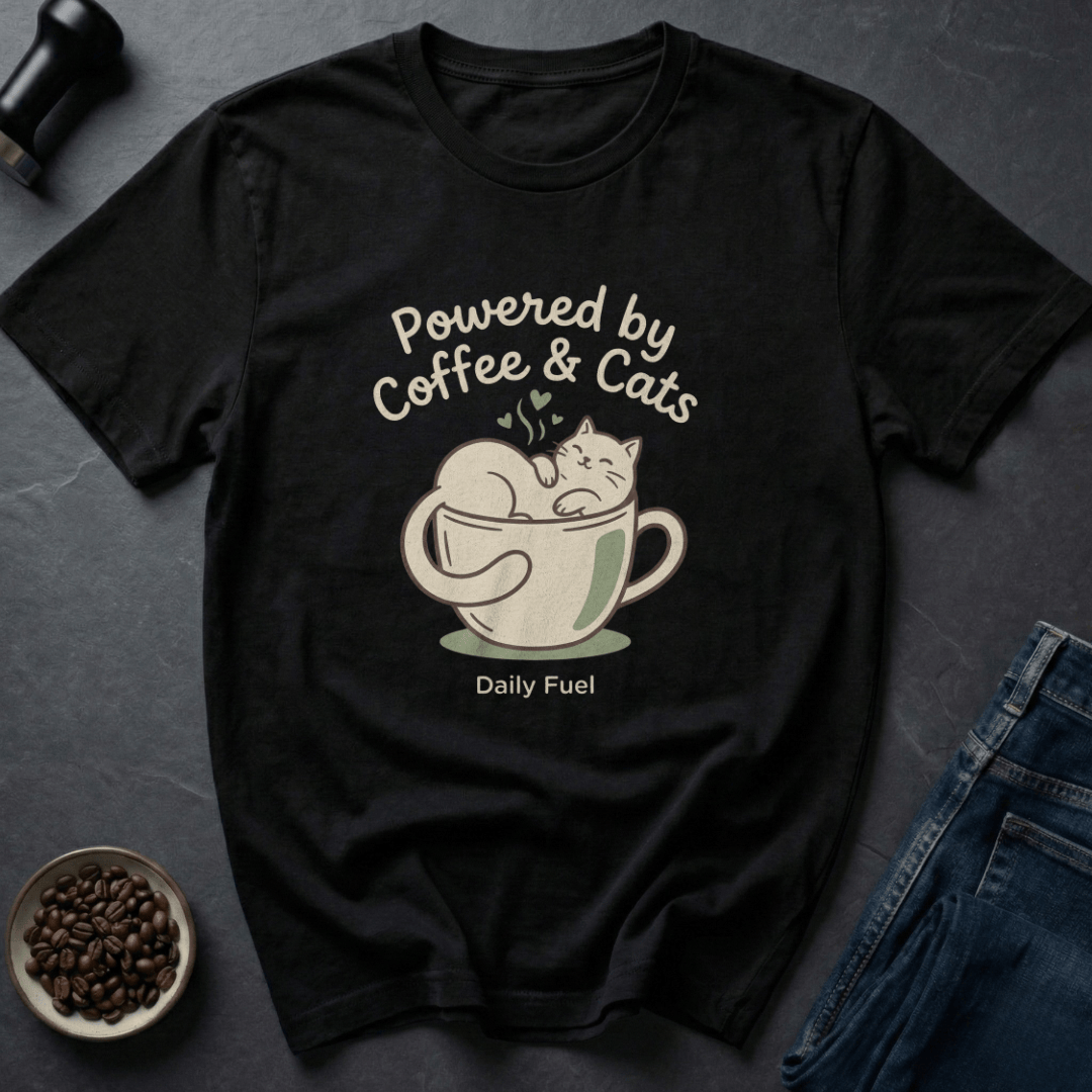 Coffee graphic Purr Fuel T-Shirt in Charcoal / S by Caffeine Dept
