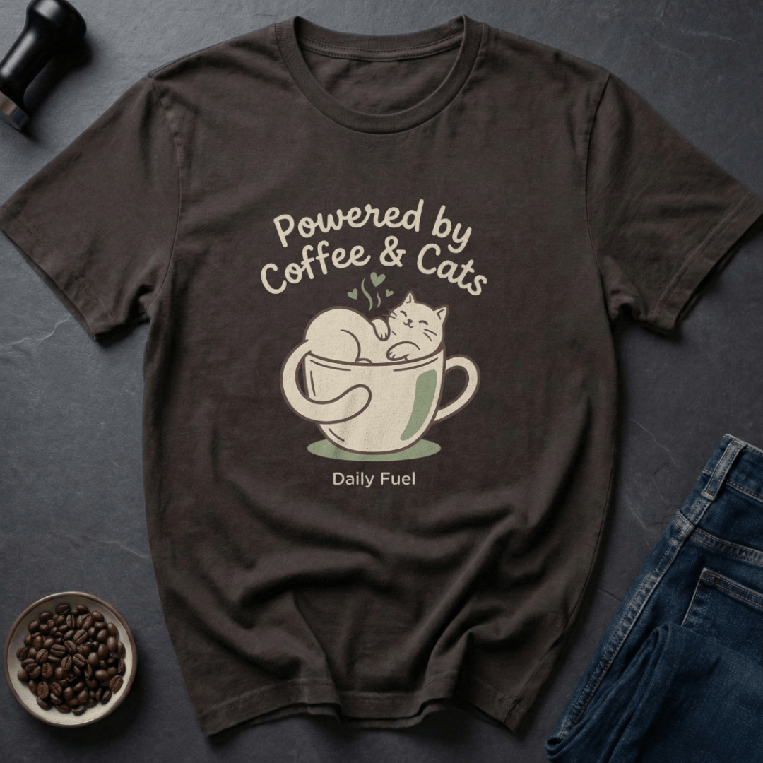 Coffee graphic Purr Fuel T-Shirt in Charcoal / S by Caffeine Dept