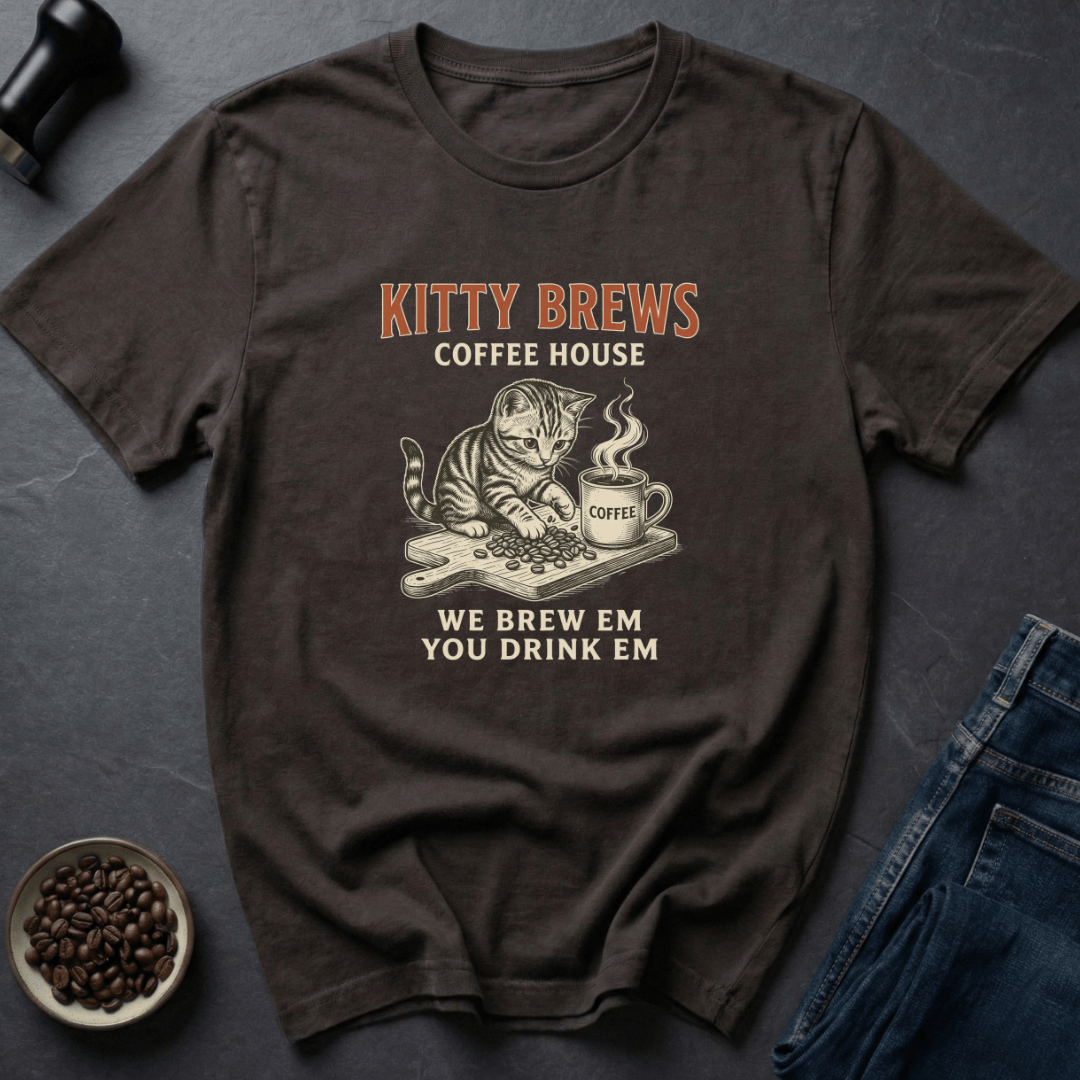Coffee graphic Purrista Mode T-Shirt in Dark Chocolate / S by Caffeine Dept