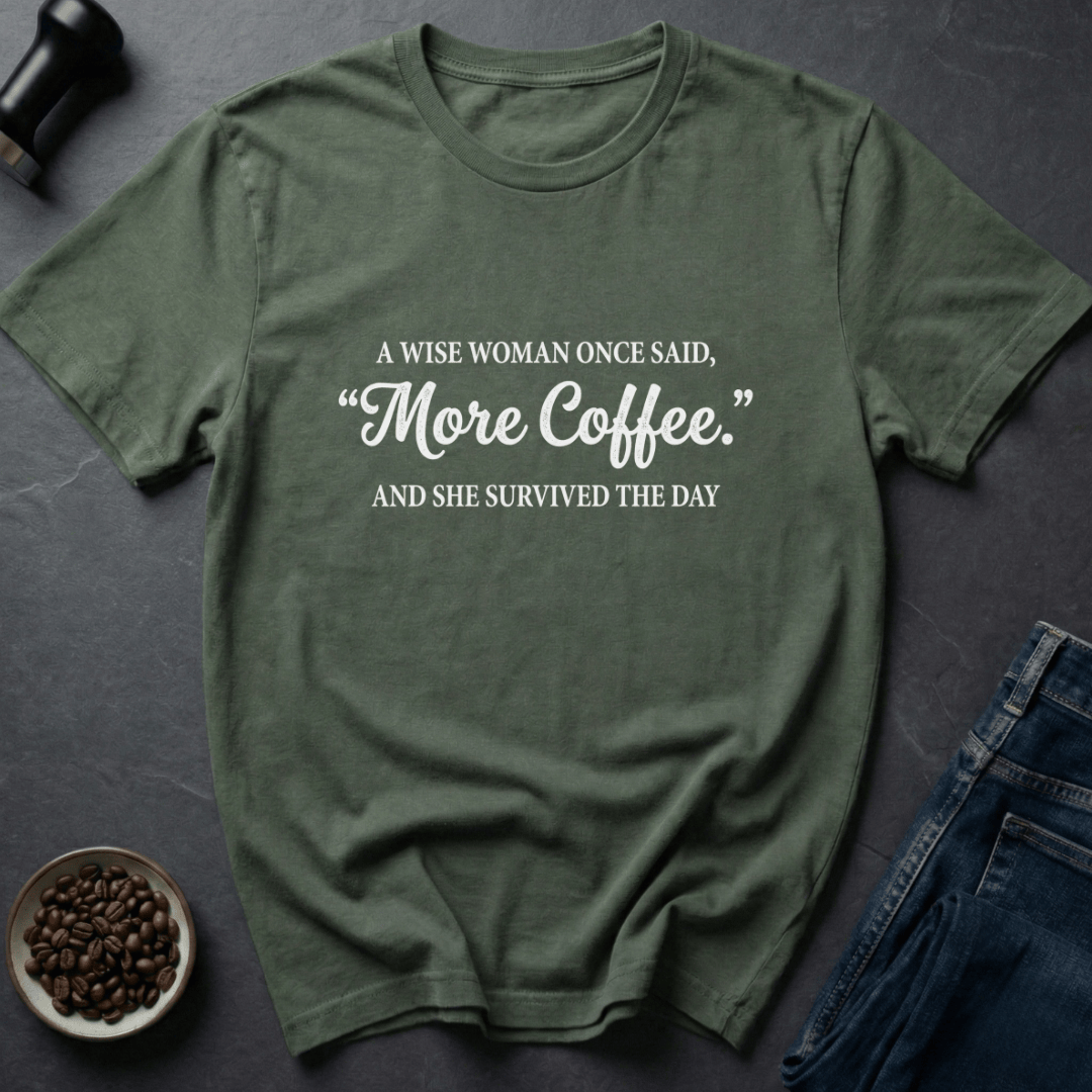 Coffee graphic Queen Fueled T-Shirt in Military Green / S by Caffeine Dept