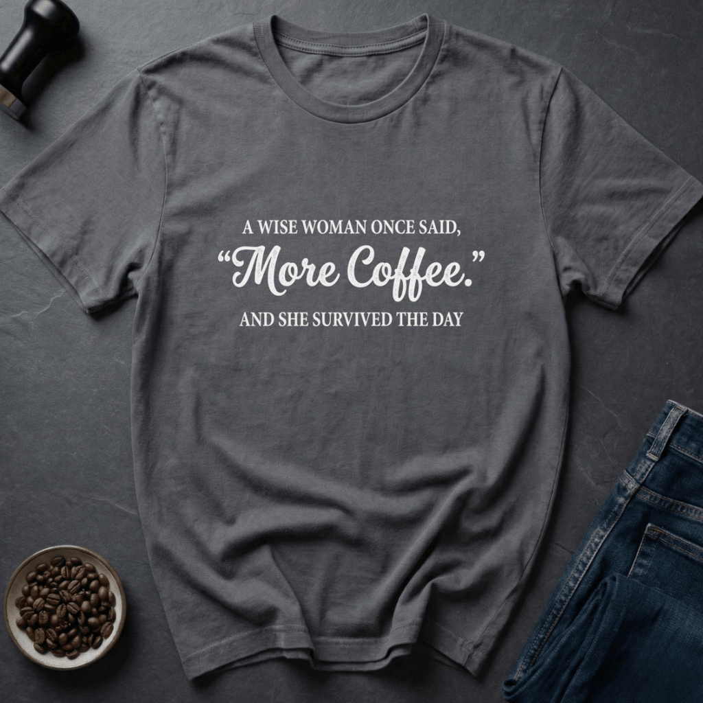 Coffee graphic Queen Fueled T-Shirt in Charcoal / S by Caffeine Dept