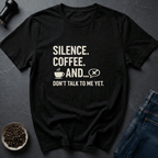 Coffee graphic Quiet Coffee T-Shirt in Black / S by Caffeine Dept