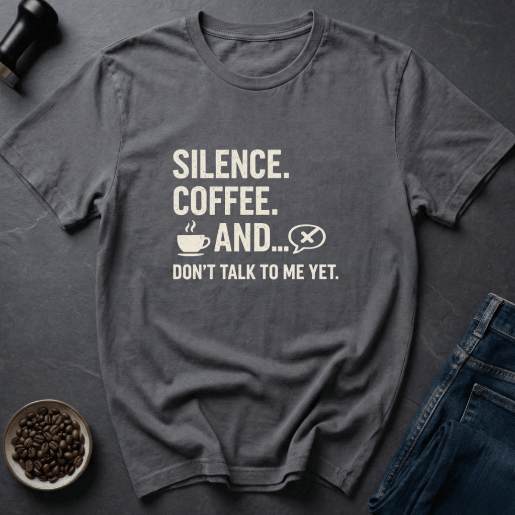 Coffee graphic Quiet Coffee T-Shirt in Black / S by Caffeine Dept