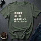 Coffee graphic Quiet Coffee T-Shirt in Black / S by Caffeine Dept