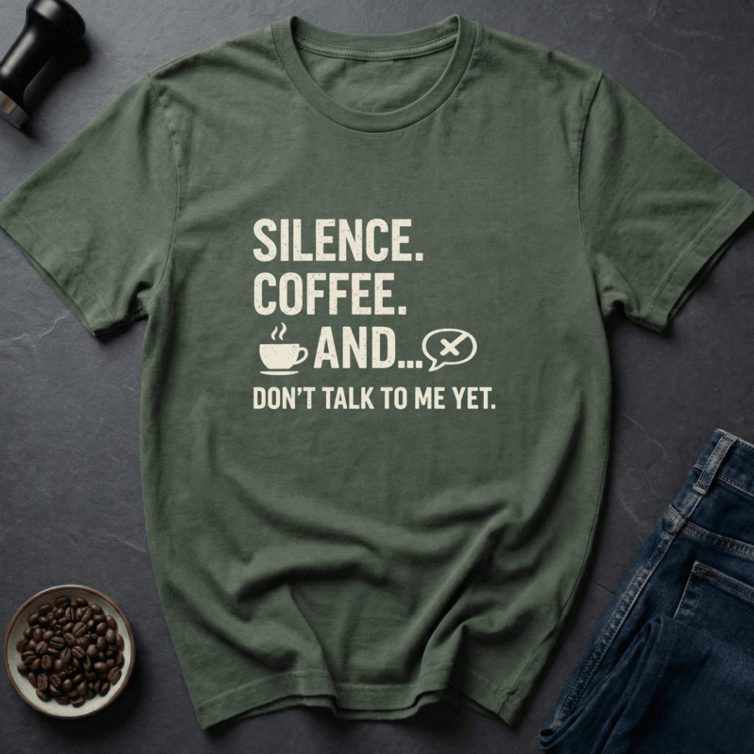 Coffee graphic Quiet Coffee T-Shirt in Black / S by Caffeine Dept