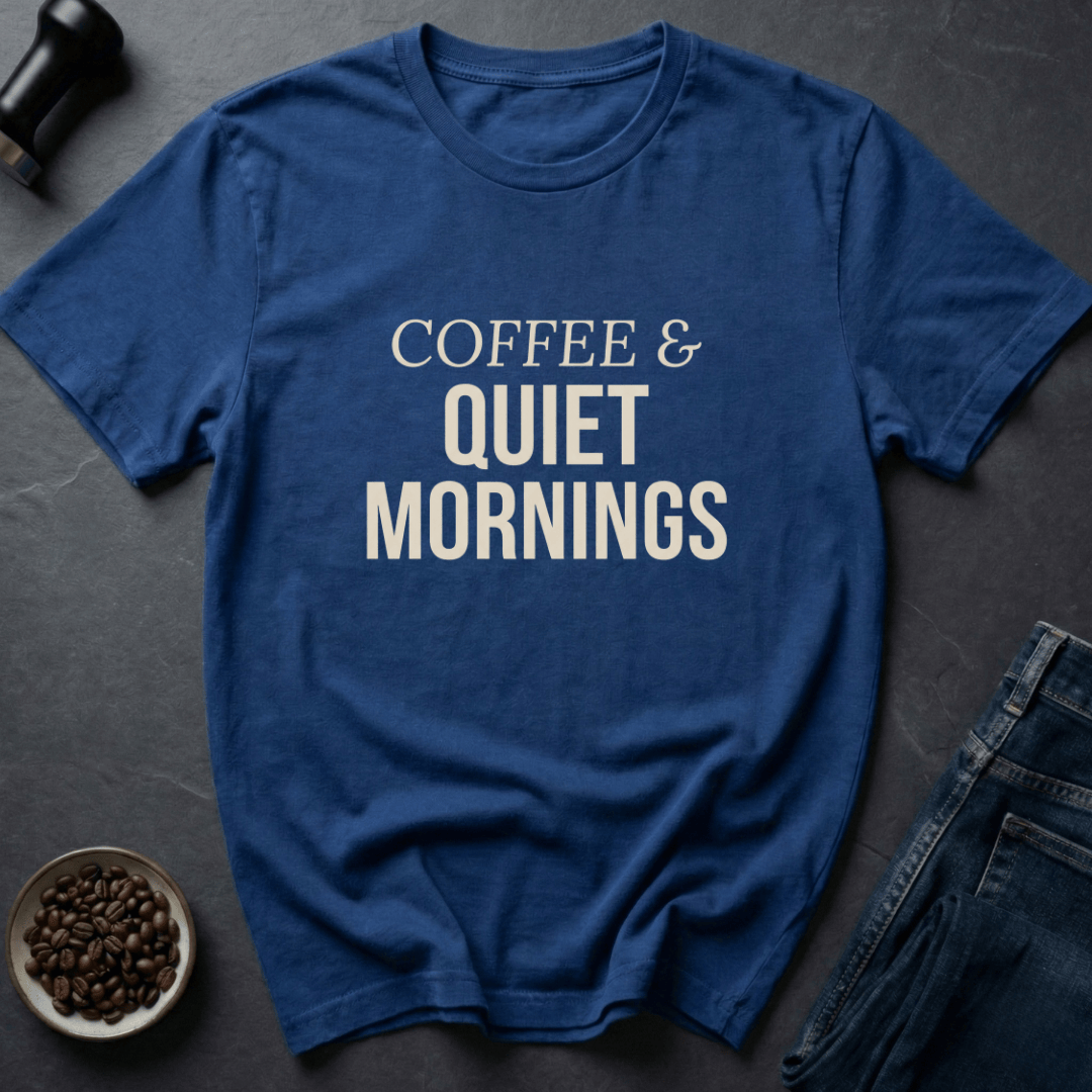 Coffee graphic Quiet Coffee T-Shirt in Royal / S by Caffeine Dept