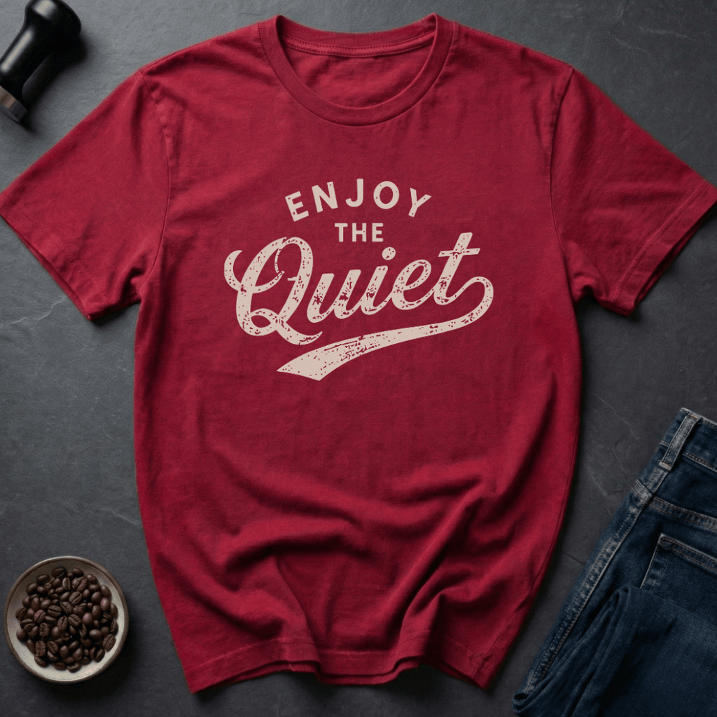 Coffee graphic Quiet Cup T-Shirt in Heather Red / S by Caffeine Dept