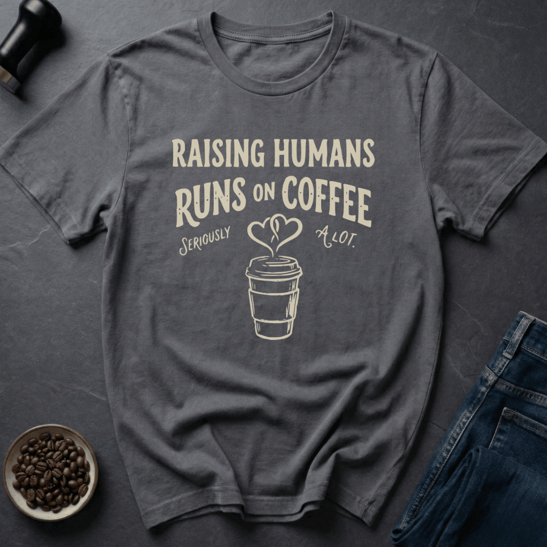 Coffee graphic Raising Humans T-Shirt in Navy / S by Caffeine Dept