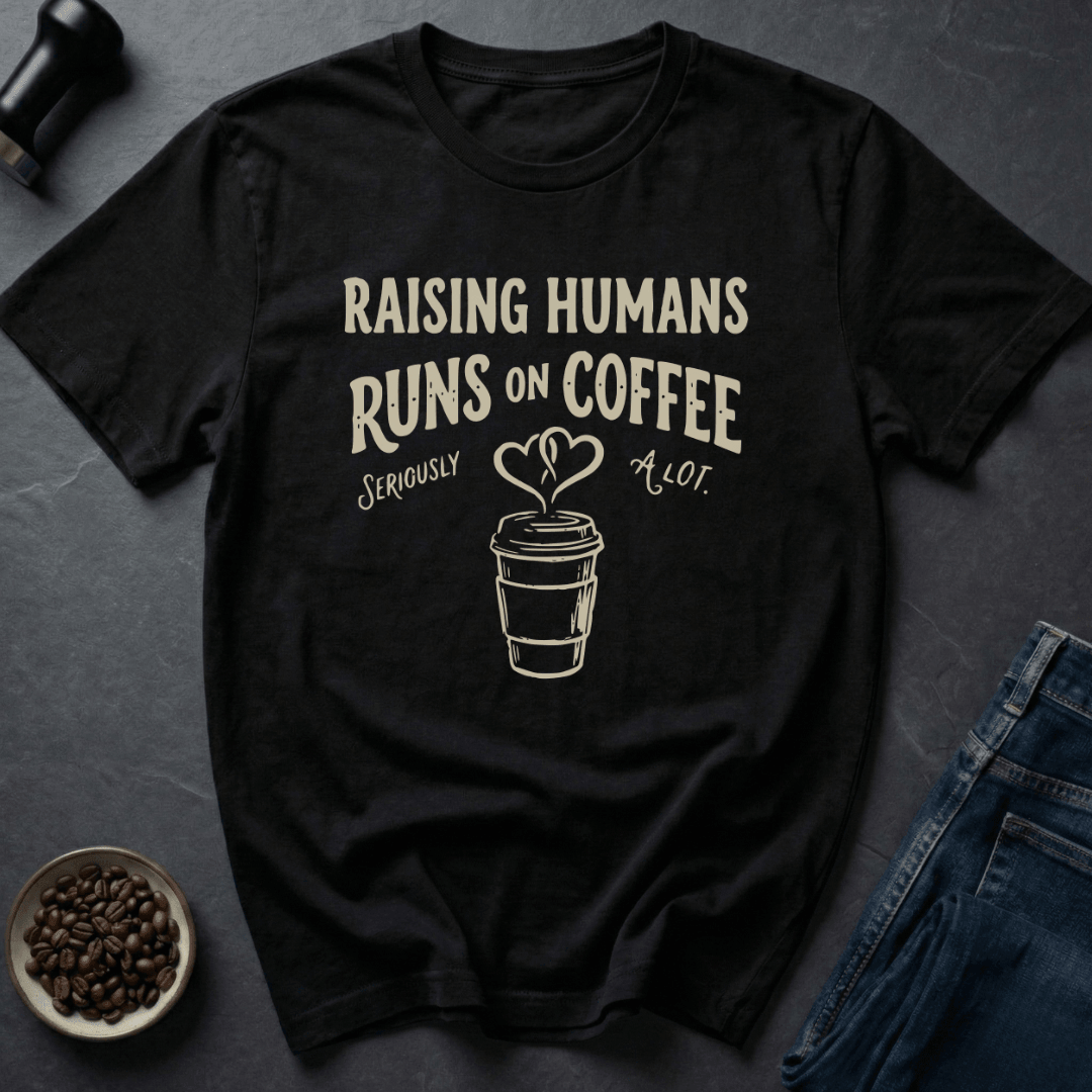 Coffee graphic Raising Humans T-Shirt in Navy / S by Caffeine Dept