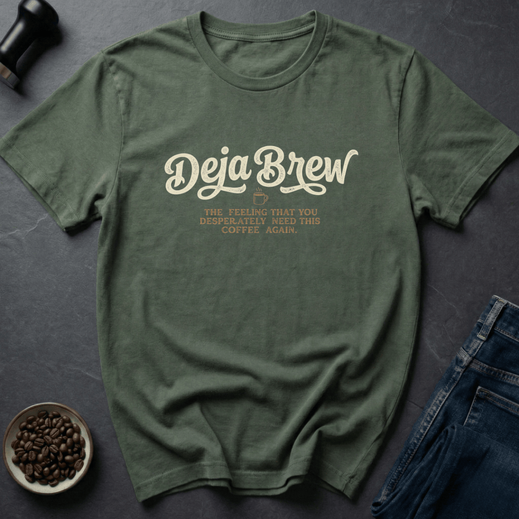 Coffee graphic Repeat Roast T-Shirt in Military Green / S by Caffeine Dept