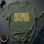 Coffee graphic Retired Mode T-Shirt in Military Green / S by Caffeine Dept