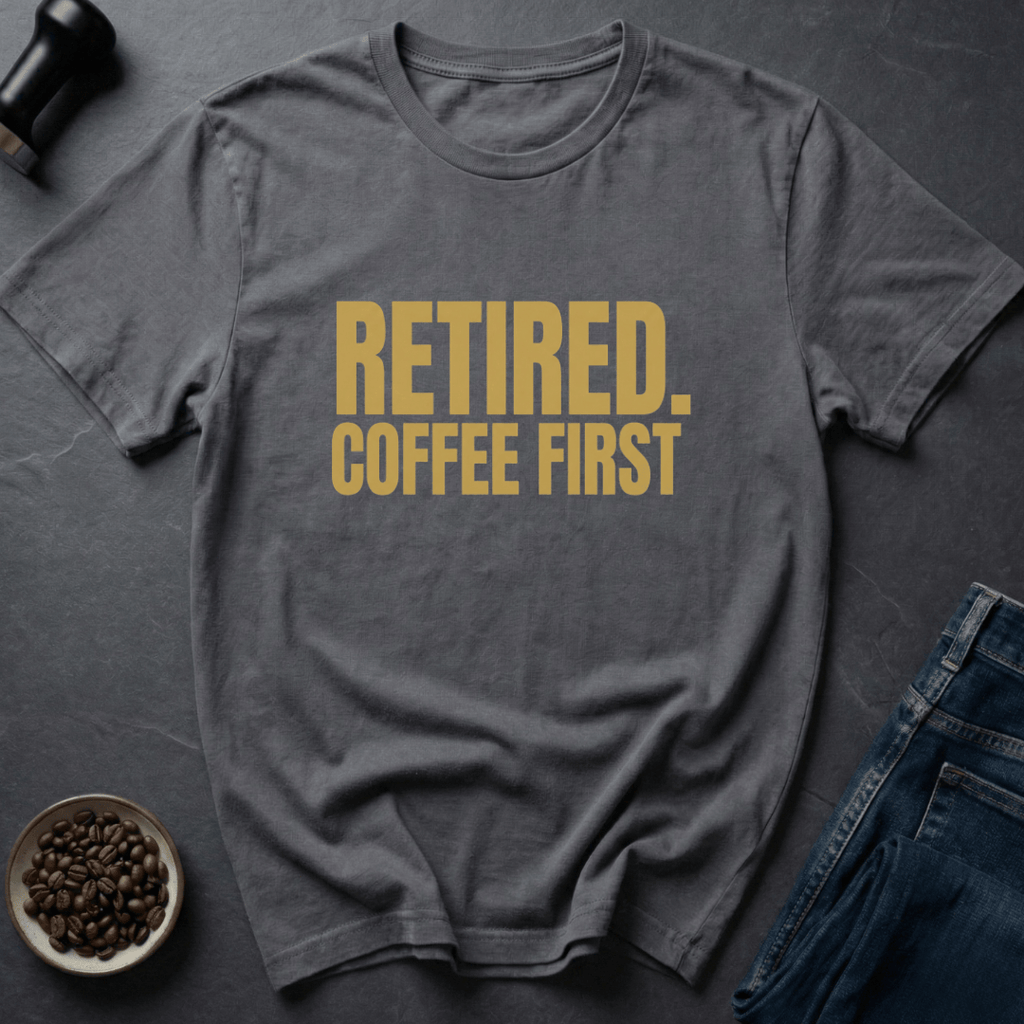 Coffee graphic Retired Mode T-Shirt in Military Green / S by Caffeine Dept