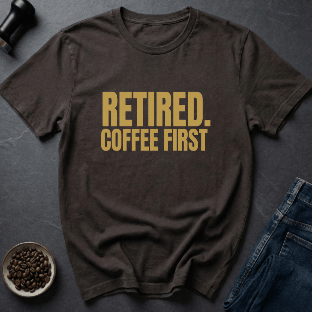 Coffee graphic Retired Mode T-Shirt in Military Green / S by Caffeine Dept
