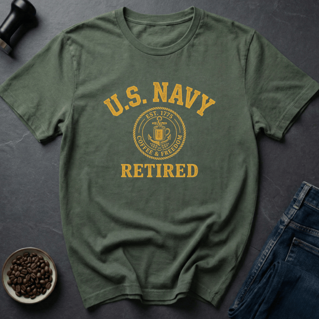 Coffee graphic Retired Roaster T-Shirt in Military Green / S by Caffeine Dept