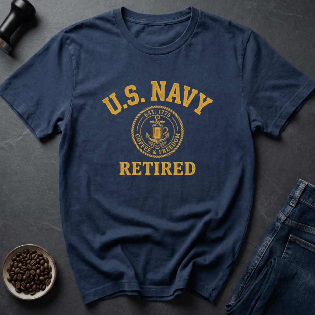 Coffee graphic Retired Roaster T-Shirt in Navy / S by Caffeine Dept