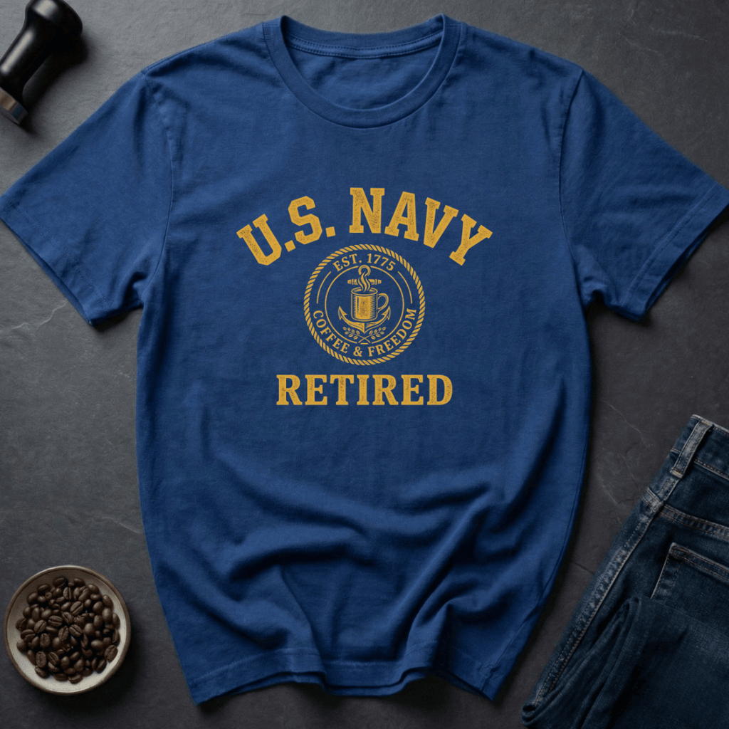 Coffee graphic Retired Roaster T-Shirt in Royal / S by Caffeine Dept