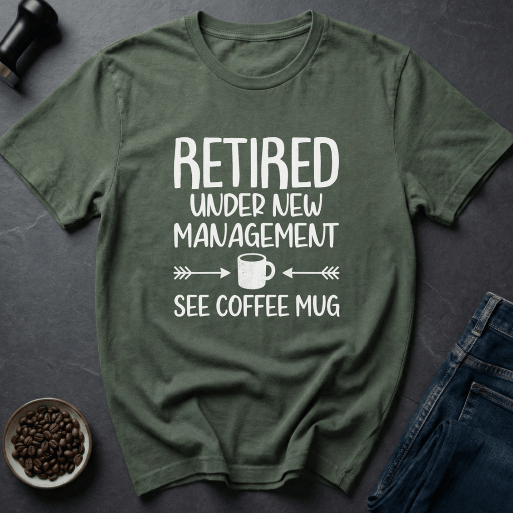 Coffee graphic Retirement Fuel T-Shirt in Military Green / S by Caffeine Dept