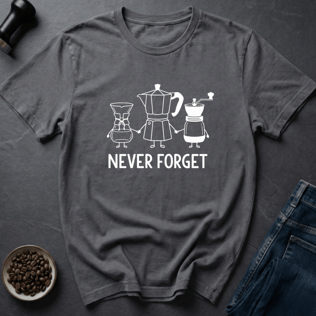 Coffee graphic Retro Brewer T-Shirt in Charcoal / S by Caffeine Dept