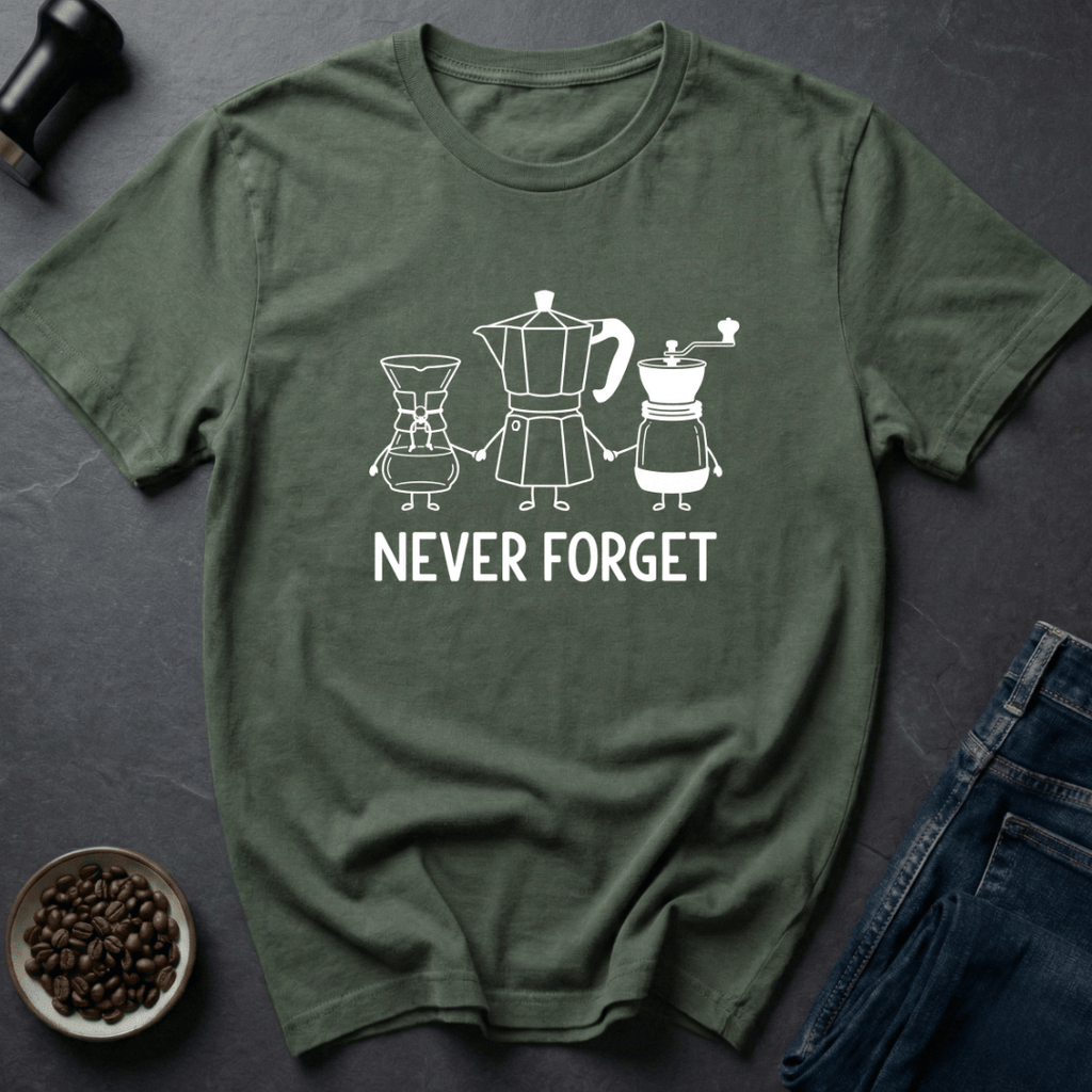Coffee graphic Retro Brewer T-Shirt in Military Green / S by Caffeine Dept