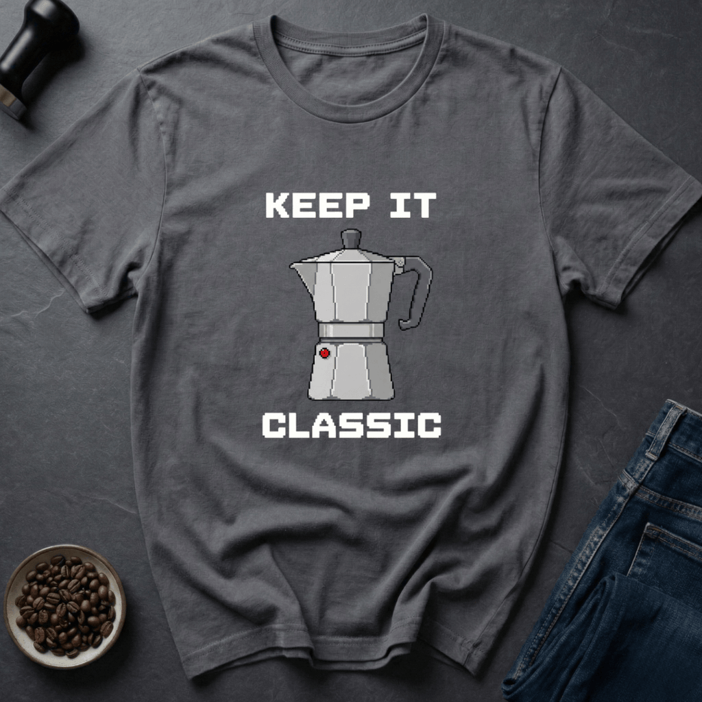 Coffee graphic Retro Espresso T-Shirt in Charcoal / S by Caffeine Dept
