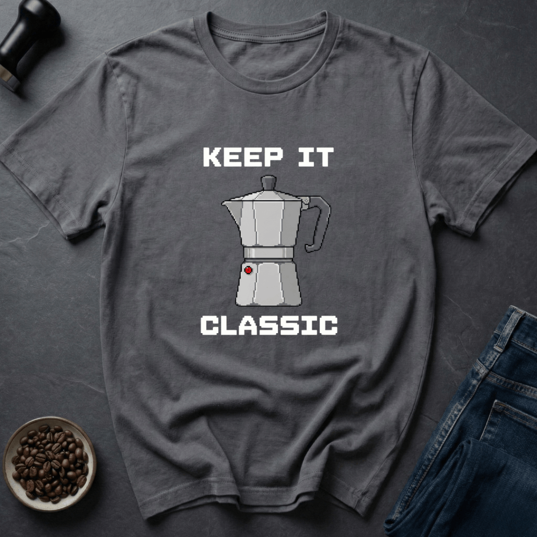 Coffee graphic Retro Espresso T-Shirt in Charcoal / S by Caffeine Dept