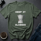 Coffee graphic Retro Espresso T-Shirt in Military Green / S by Caffeine Dept