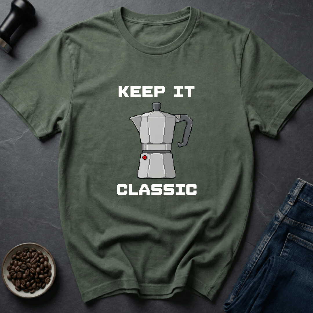 Coffee graphic Retro Espresso T-Shirt in Military Green / S by Caffeine Dept