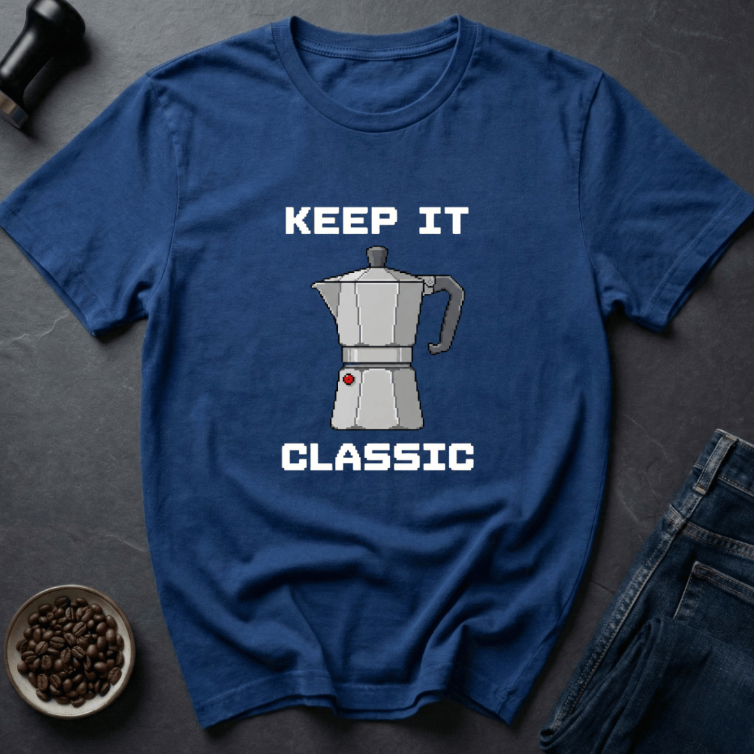 Coffee graphic Retro Espresso T-Shirt in Royal / S by Caffeine Dept