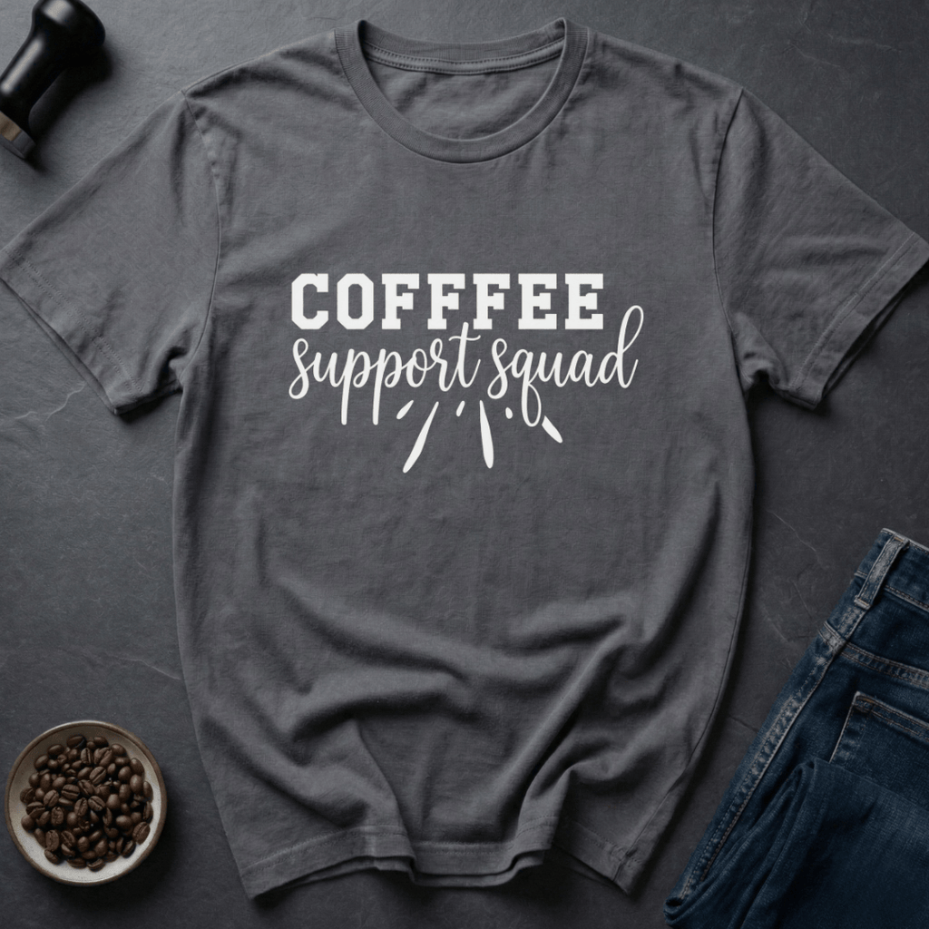Coffee graphic Roast Crew T-Shirt in Charcoal / S by Caffeine Dept