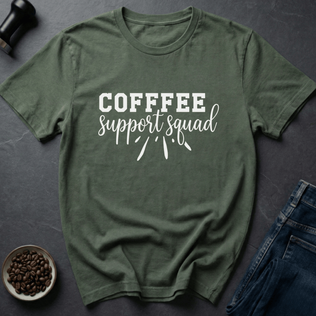Coffee graphic Roast Crew T-Shirt in Military Green / S by Caffeine Dept