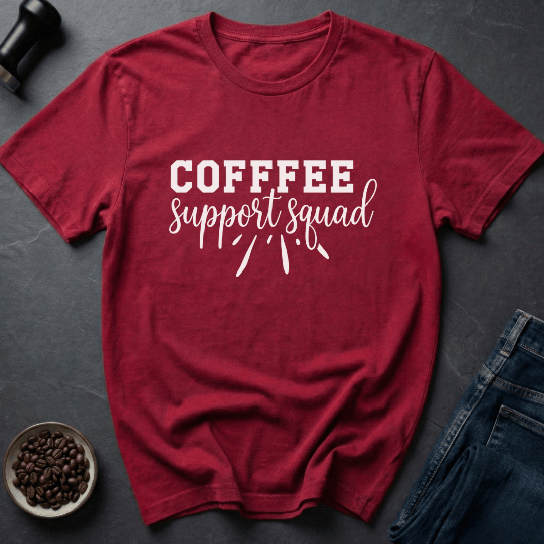 Coffee graphic Roast Crew T-Shirt in Heather Red / S by Caffeine Dept