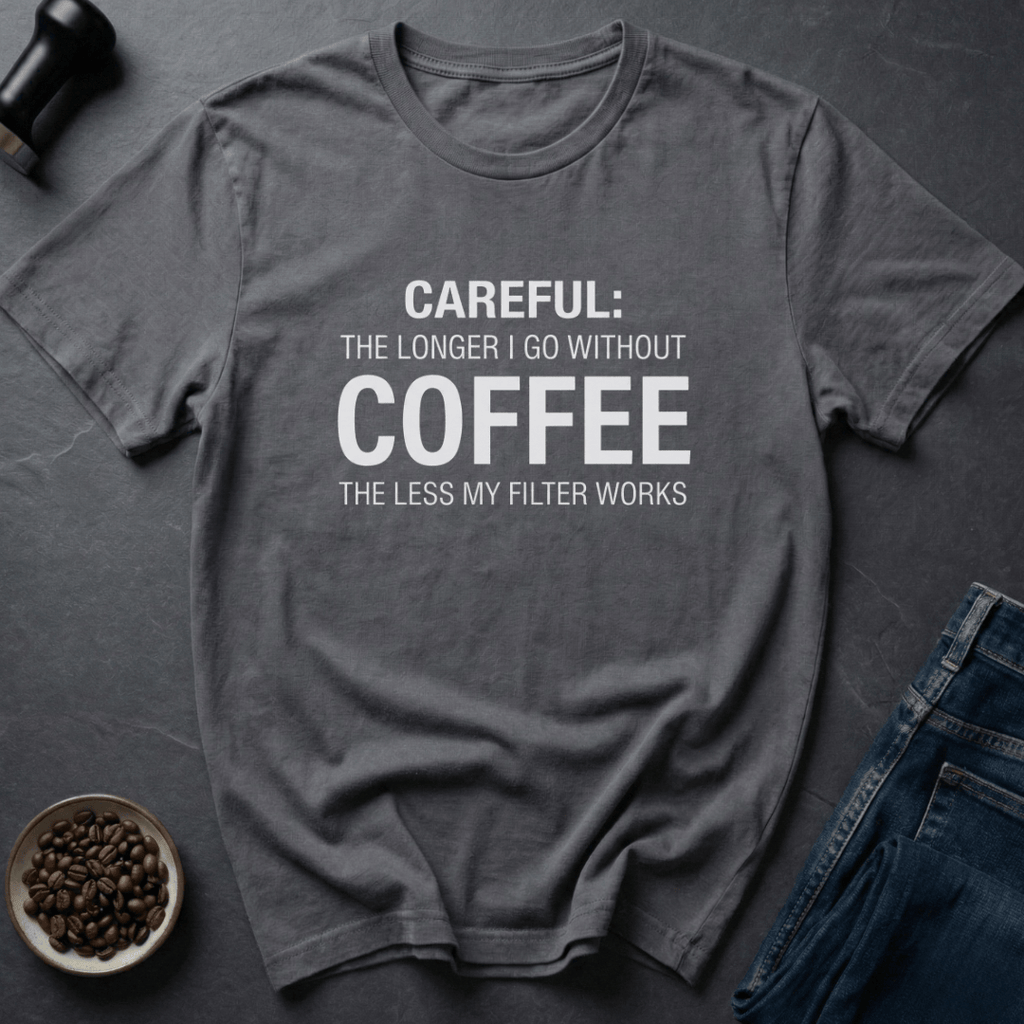 Coffee graphic Roast Warning T-Shirt in Charcoal / S by Caffeine Dept
