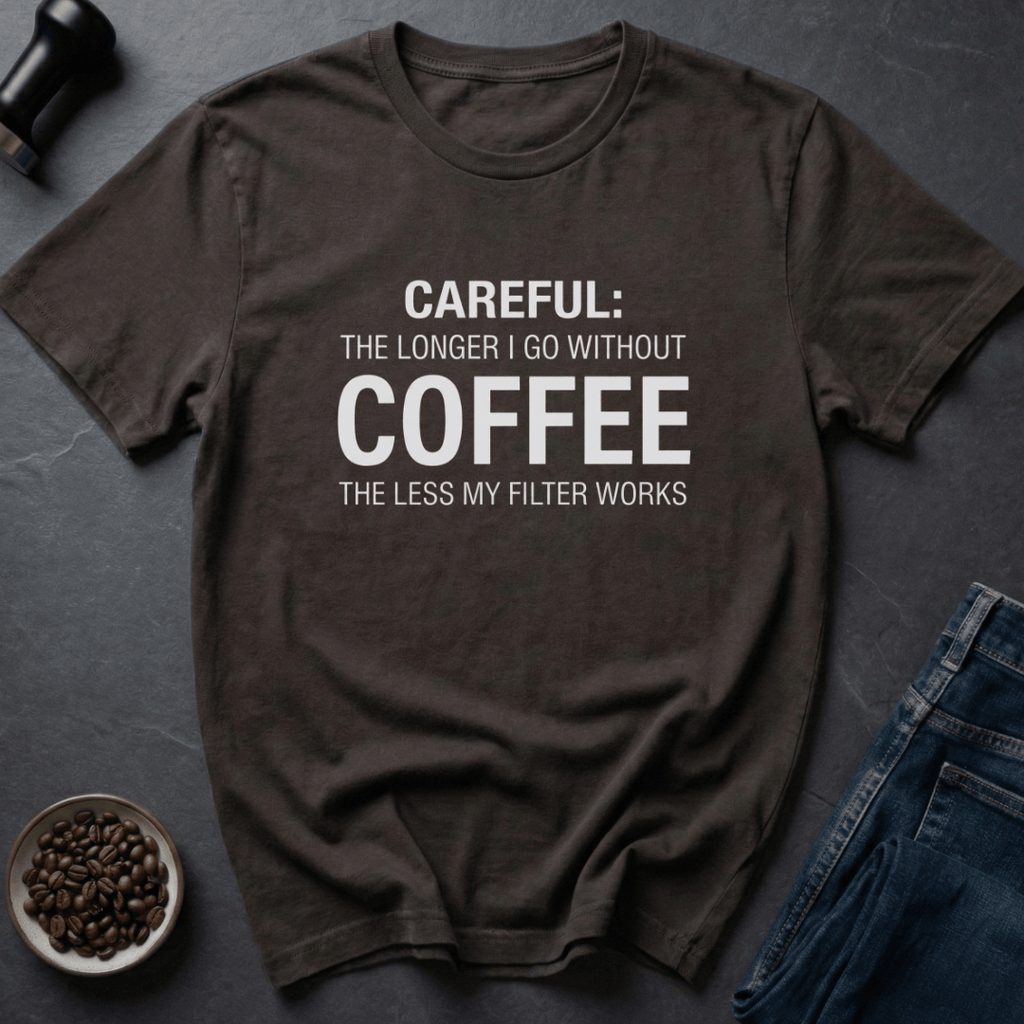 Coffee graphic Roast Warning T-Shirt in Dark Chocolate / S by Caffeine Dept