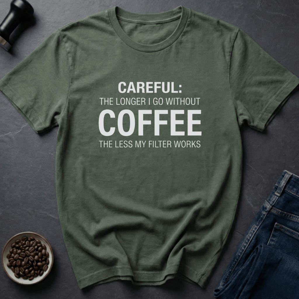 Coffee graphic Roast Warning T-Shirt in Military Green / S by Caffeine Dept