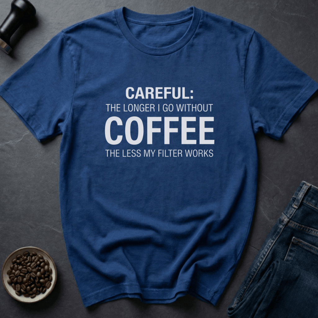 Coffee graphic Roast Warning T-Shirt in Royal / S by Caffeine Dept