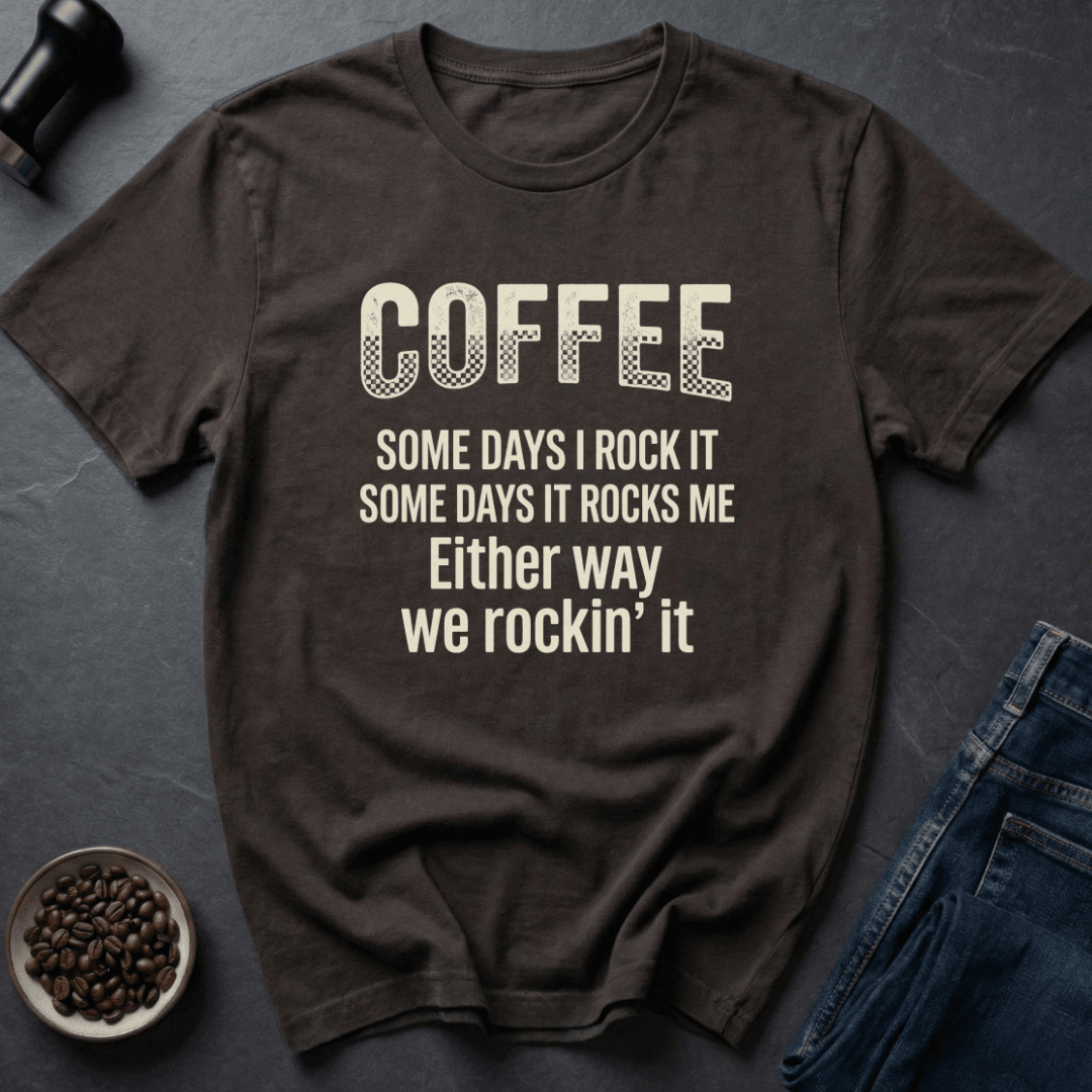Coffee graphic Rocking Coffee T-Shirt in Charcoal / S by Caffeine Dept