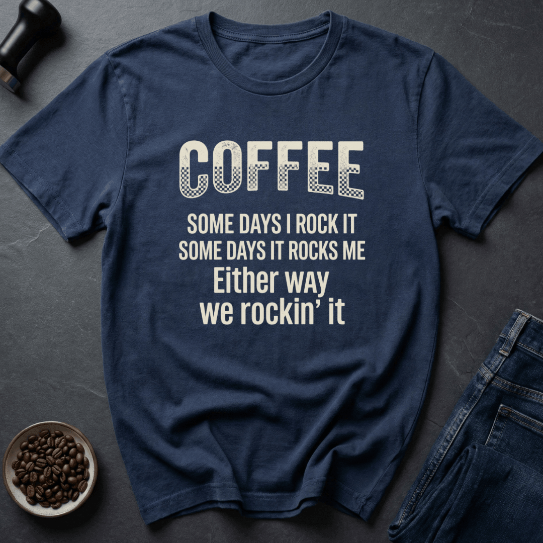 Coffee graphic Rocking Coffee T-Shirt in Charcoal / S by Caffeine Dept