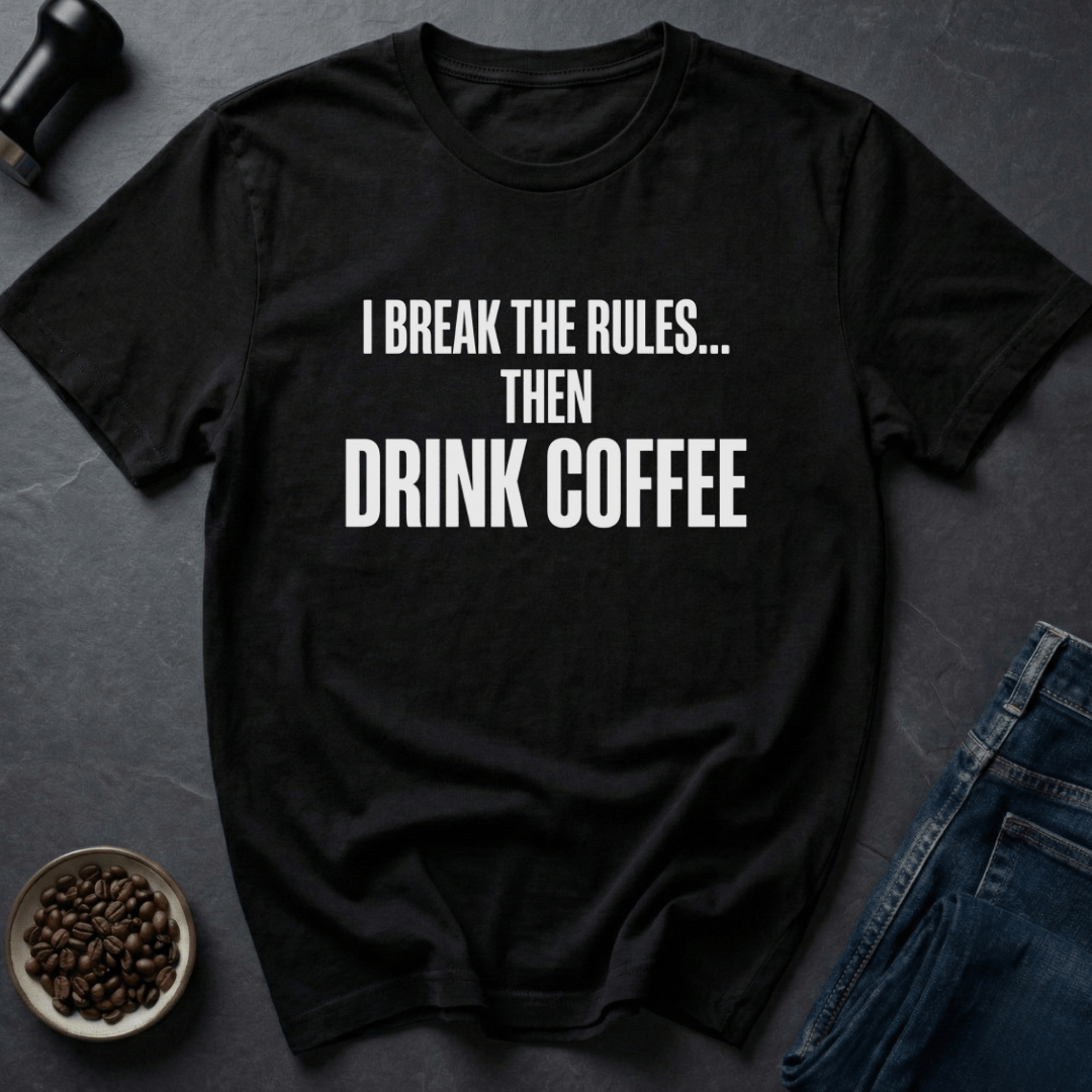 Coffee graphic Rule Breaker T-Shirt in Black / S by Caffeine Dept