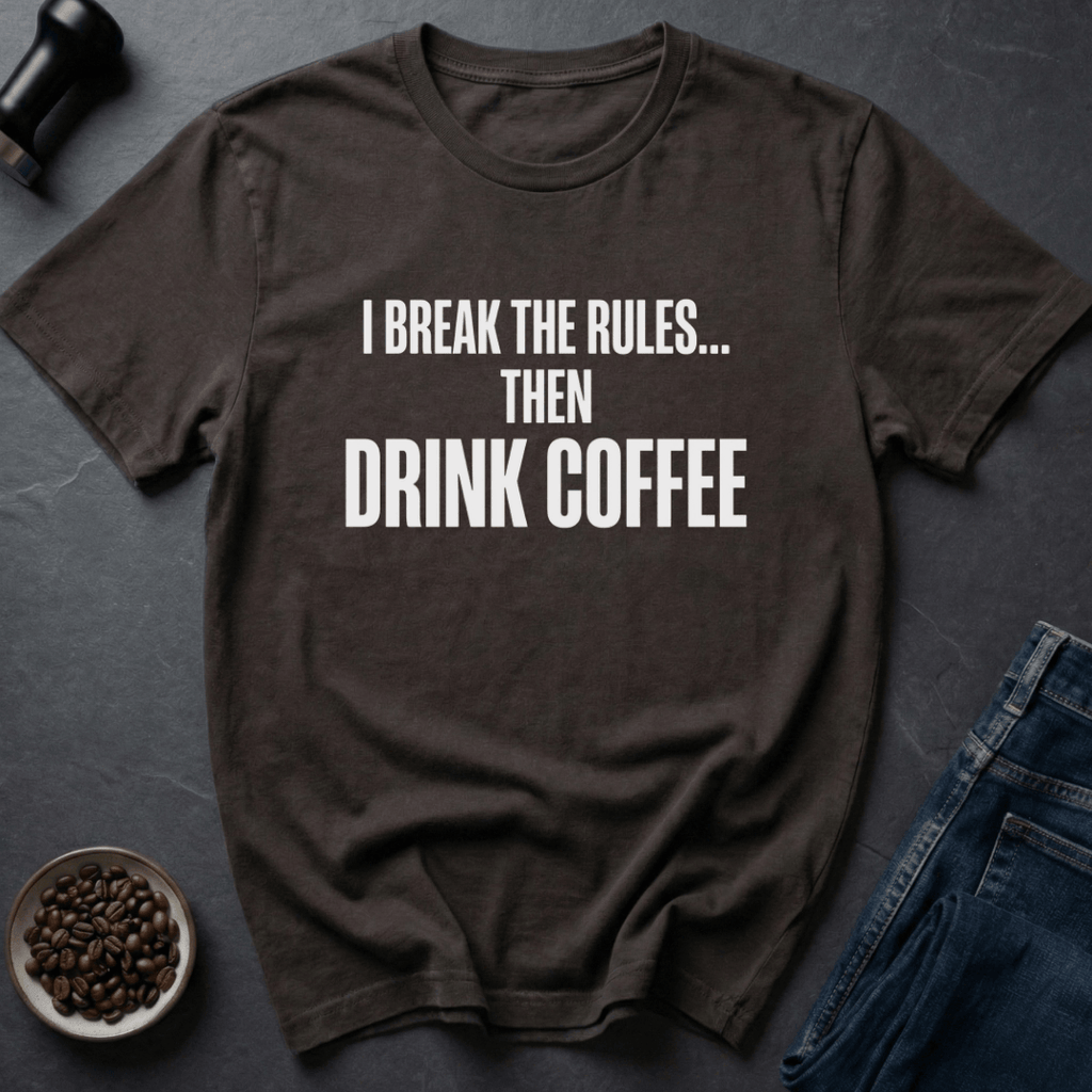 Coffee graphic Rule Breaker T-Shirt in Black / S by Caffeine Dept