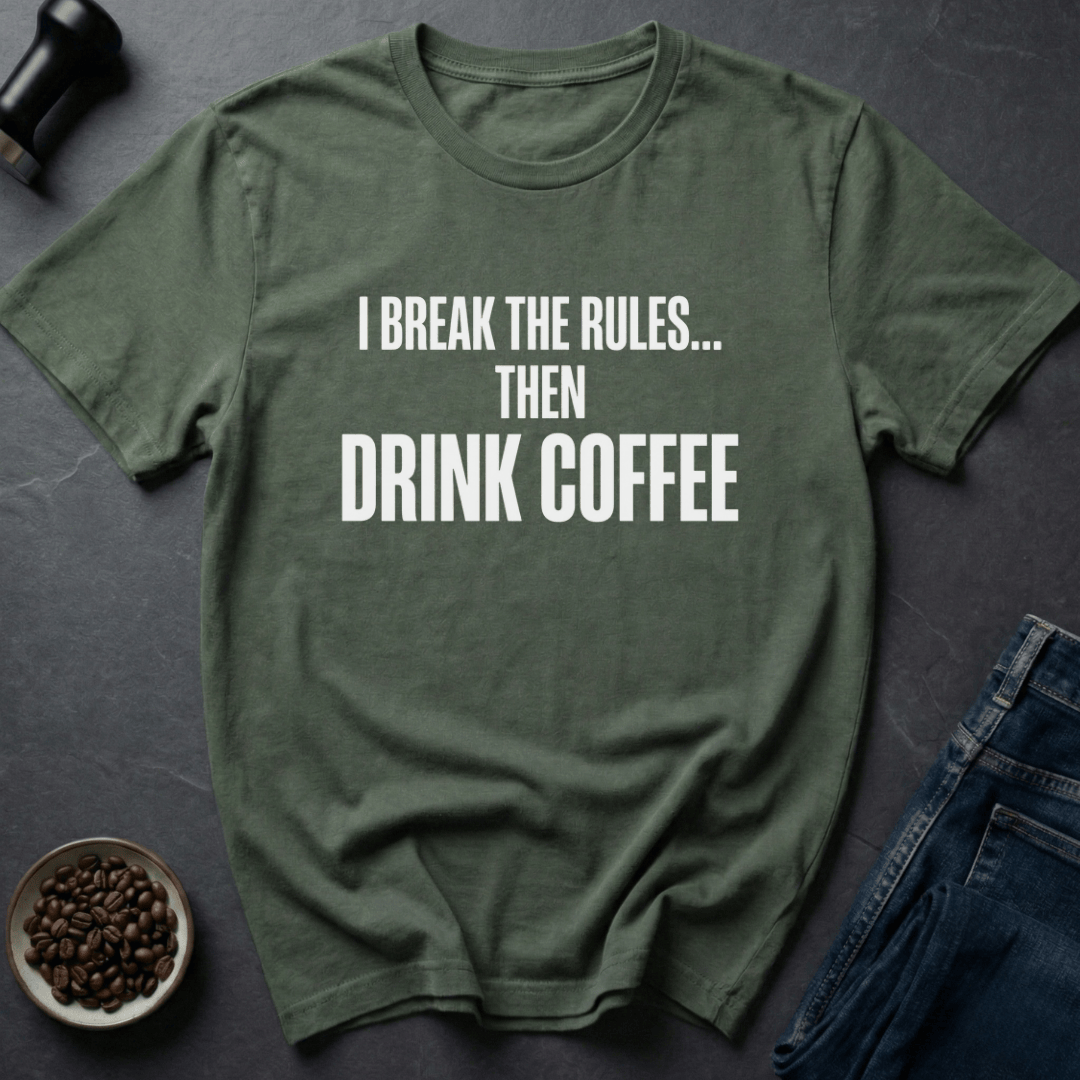 Coffee graphic Rule Breaker T-Shirt in Black / S by Caffeine Dept