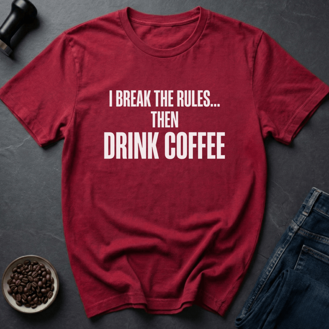 Coffee graphic Rule Breaker T-Shirt in Black / S by Caffeine Dept