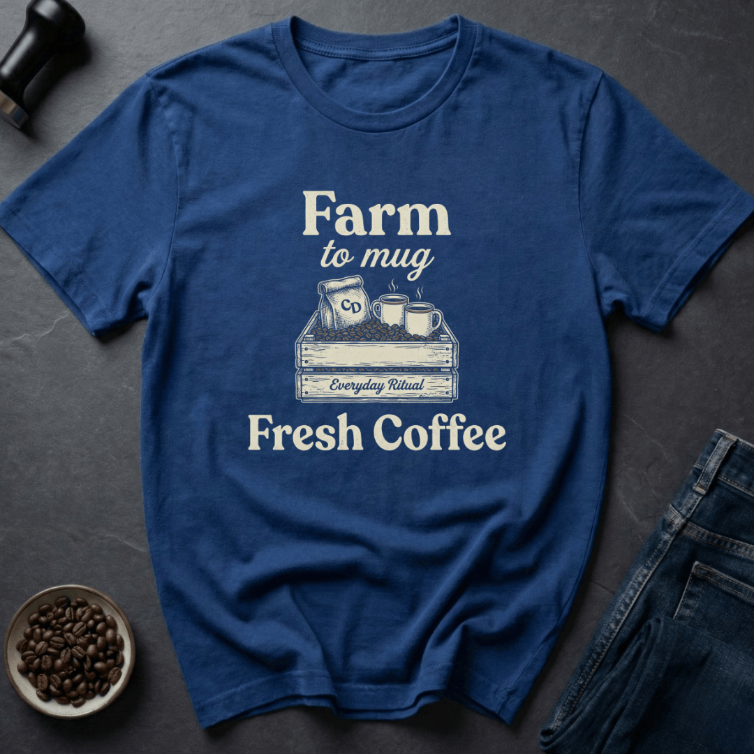 Coffee graphic Rustic Roast T-Shirt in Royal / S by Caffeine Dept