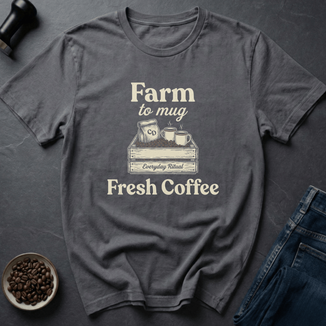 Coffee graphic Rustic Roast T-Shirt in Charcoal / S by Caffeine Dept