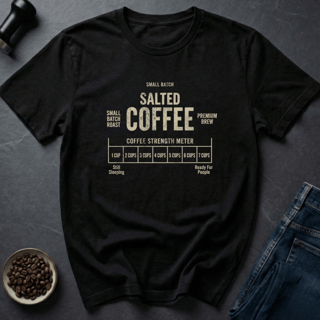 Coffee graphic Salted Strength T-Shirt in Black / S by Caffeine Dept