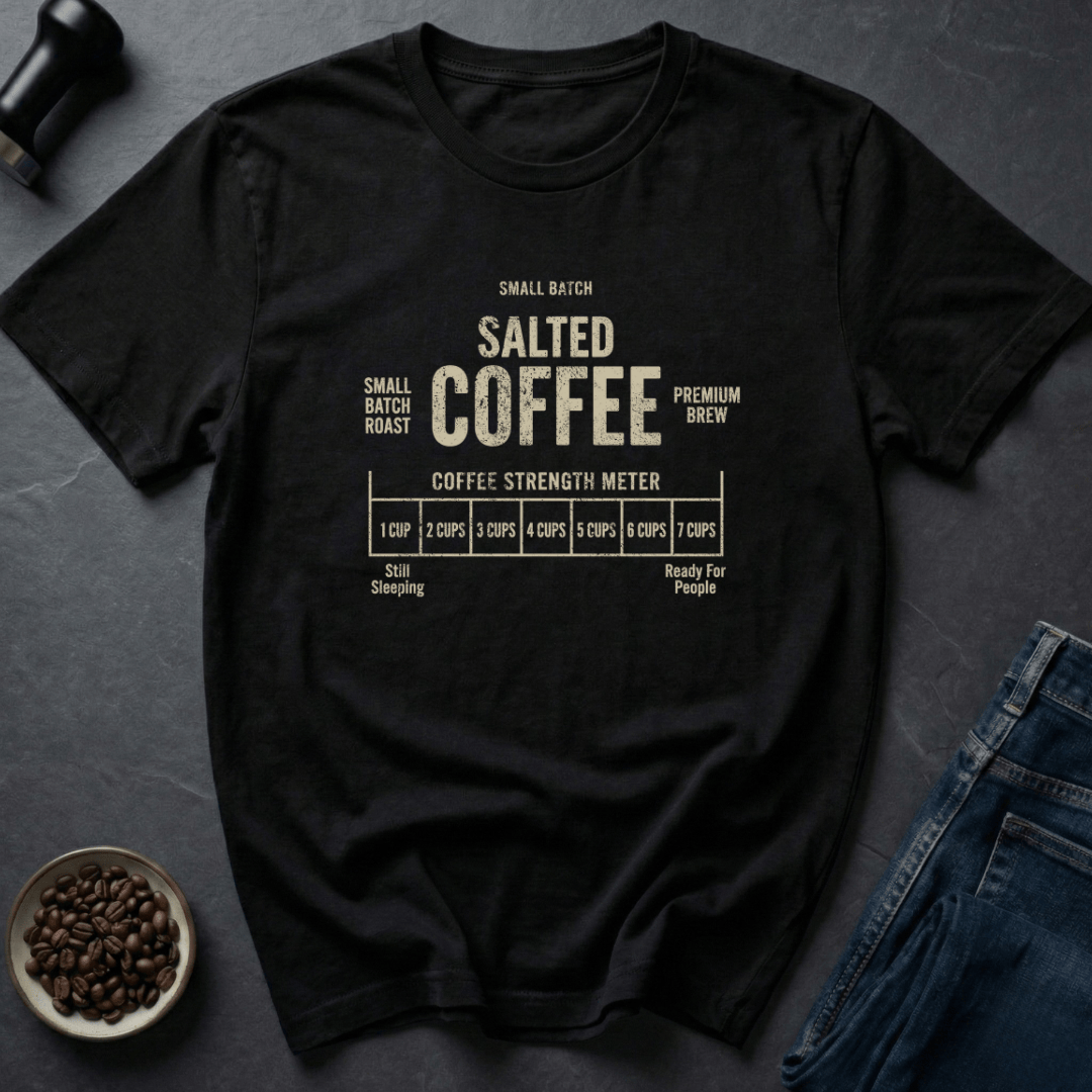 Coffee graphic Salted Strength T-Shirt in Black / S by Caffeine Dept