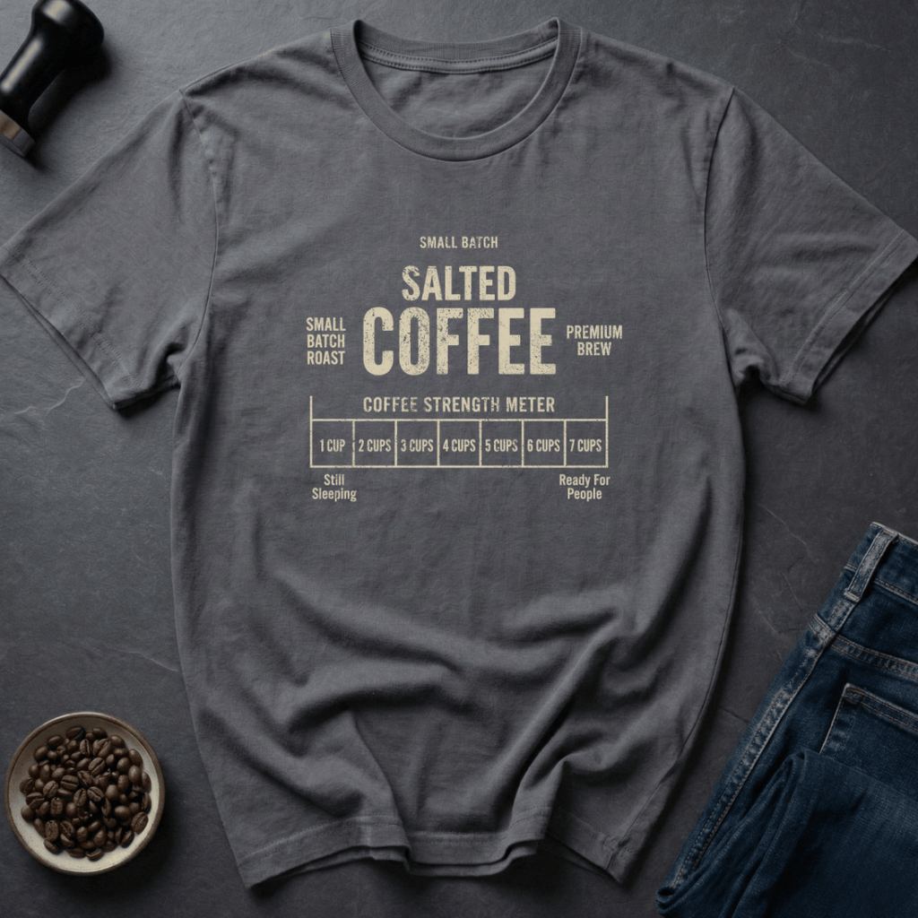 Coffee graphic Salted Strength T-Shirt in Charcoal / S by Caffeine Dept