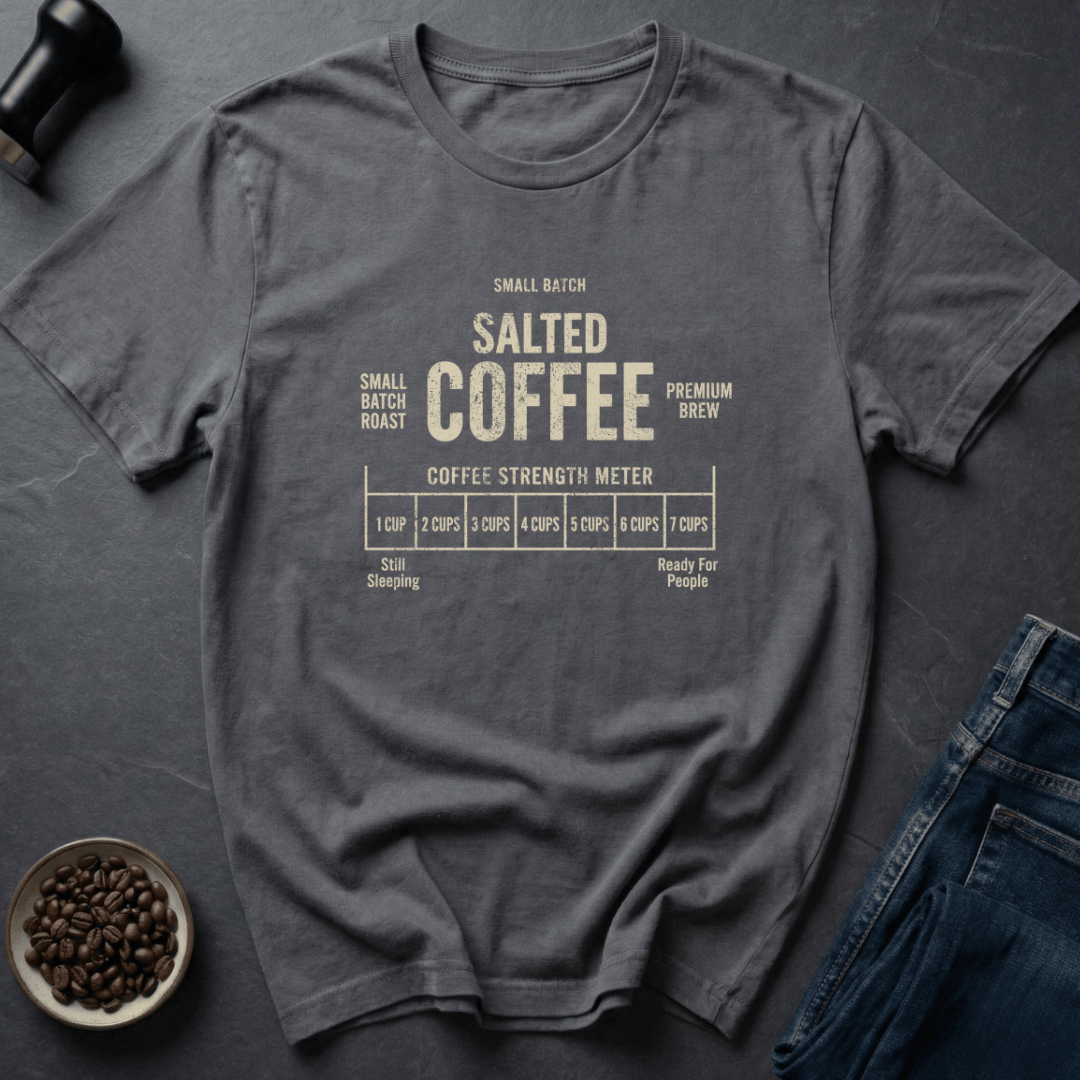 Coffee graphic Salted Strength T-Shirt in Charcoal / S by Caffeine Dept