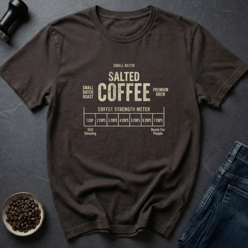 Coffee graphic Salted Strength T-Shirt in Dark Chocolate / S by Caffeine Dept